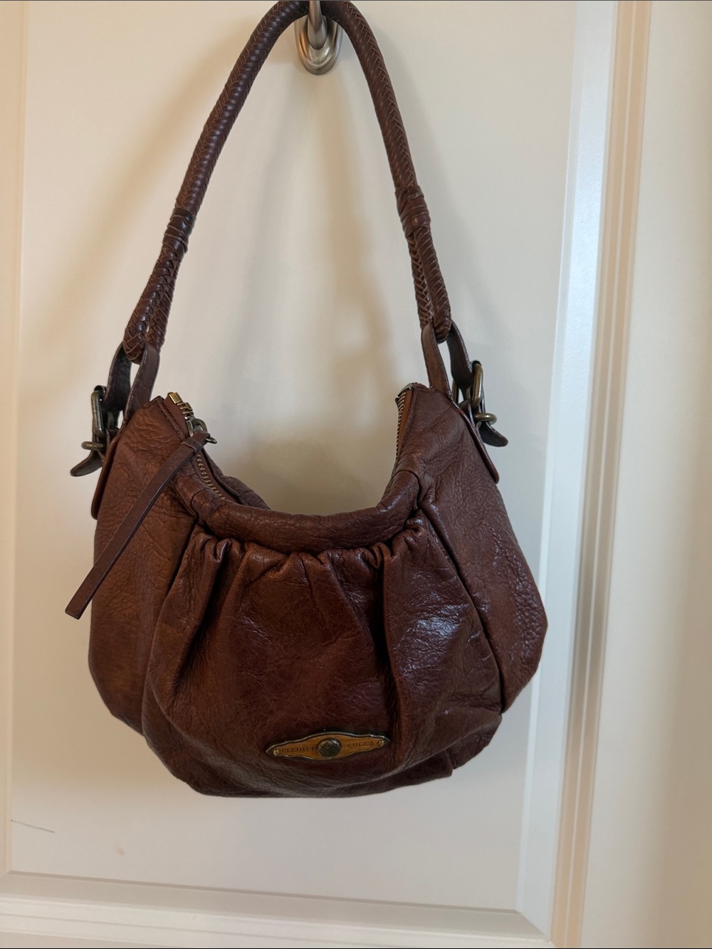 Elliott Lucca Chocolate Brown Gathered Hobo Shoulder Bag